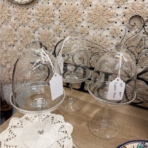 Glass Cloche Stands with Lids - Clear Glass 3